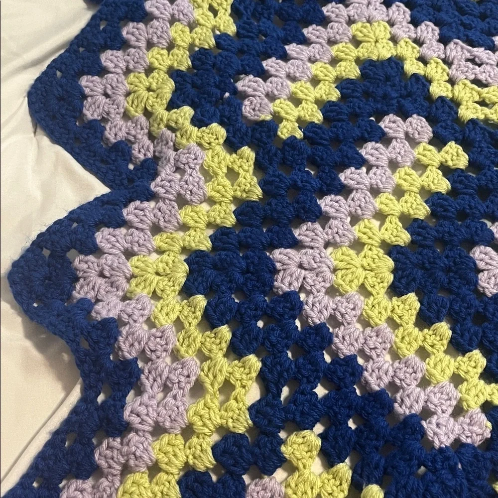 Handmade Crocheted Blanket Throw Fits Twin Bed
